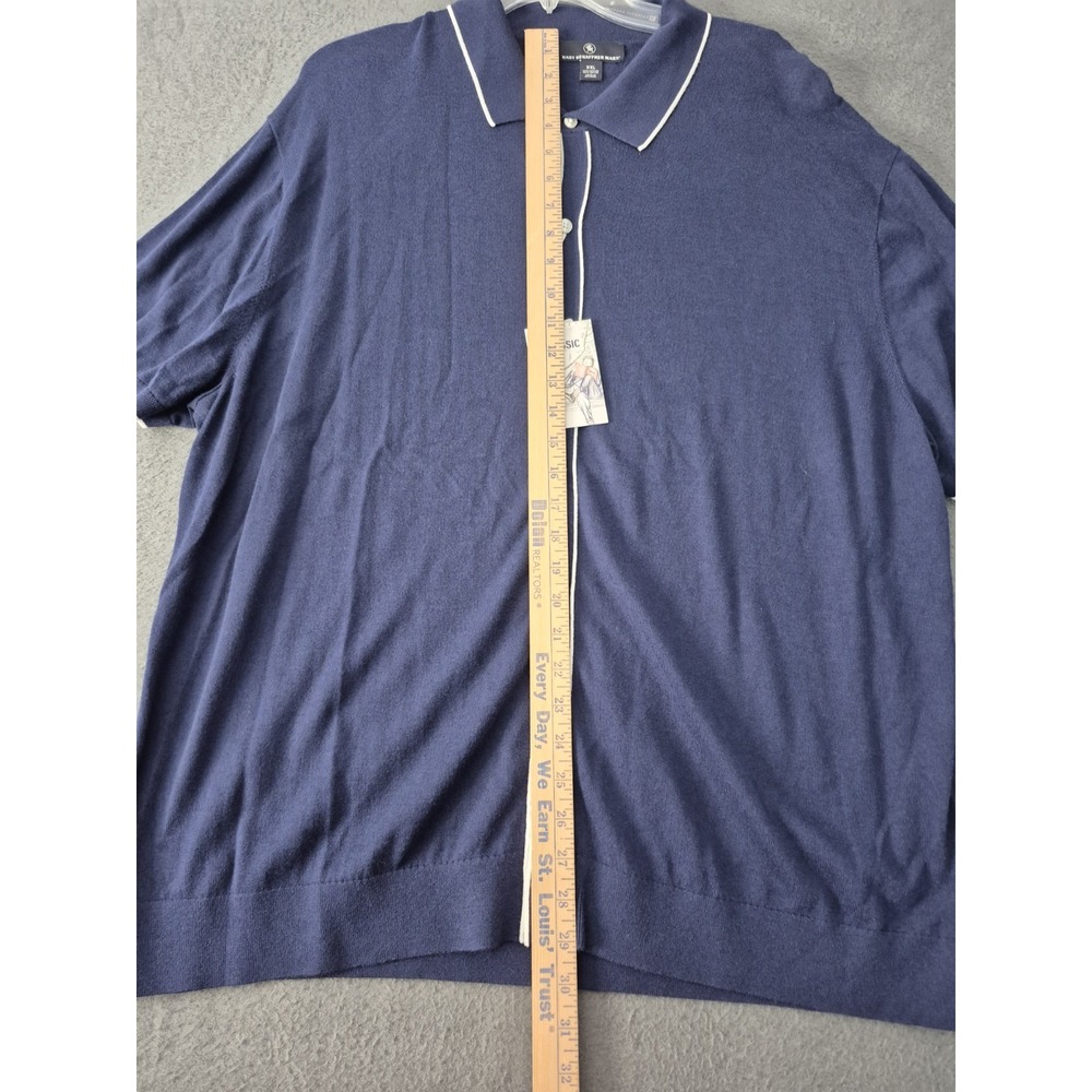 Hart Schaffner Marx Men's Short-Sleeve Shirt Sweater XXL Blue Button Front NWT - Picture 3 of 8